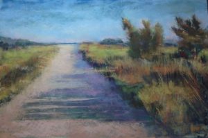 Painting of a rural airport road