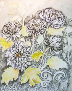Pastels painting of various flowers