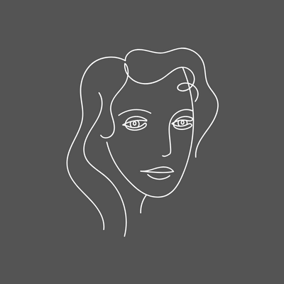 Art line drawing of female head