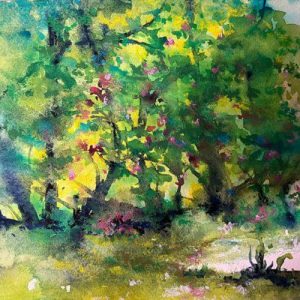 Watercolor forest painting