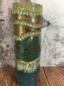 Copper and deep blue tones pottery vase
