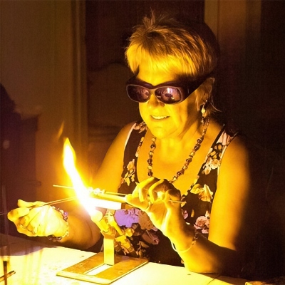 Wendy Johnson working with jewelry torch