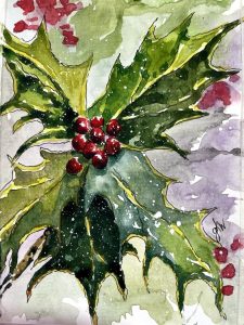 Watercolor painting of holly